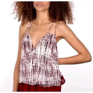 Anthropologie Olivia Maroon Spotted Boho Layered Tie Dye Tank XSMALL Festival